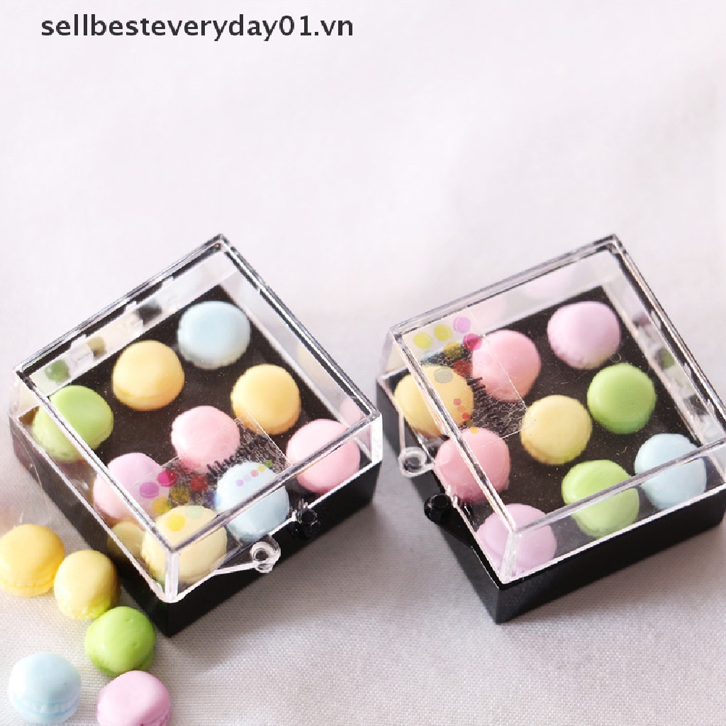 Set 12 mô hình bánh macaron mini tỉ lệ 1:12 đáng yêu dành cho trang trí nhà búp bê