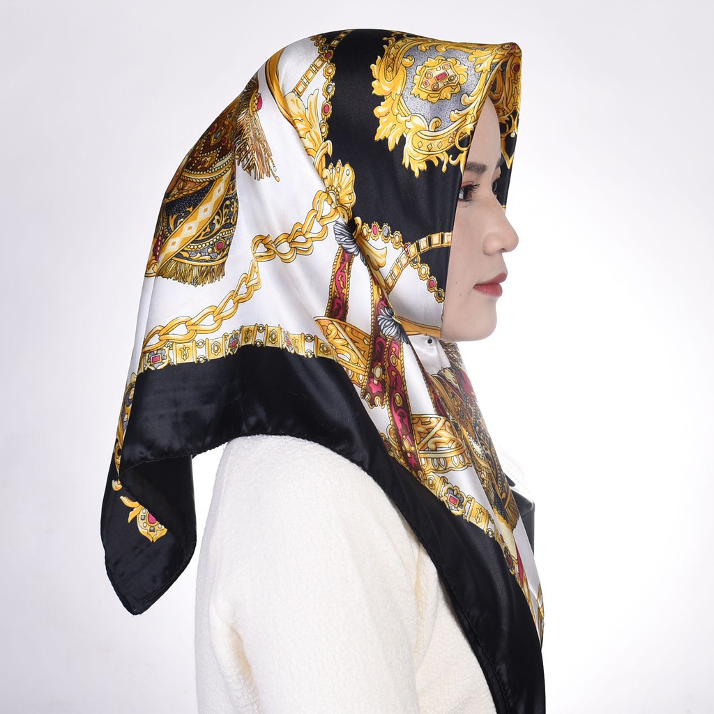 Khăn lụa vuông 90x90 bandana turban làm áo,khăn lụa nữ choàng cổ đội đầu C4