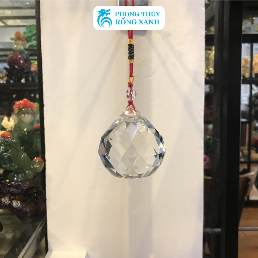 Quả Cầu Phong Thủy Thủy Tinh Treo Vát Cạnh - 60mm