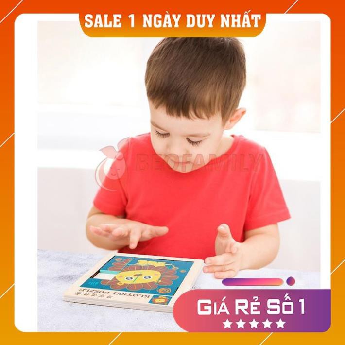 [Sale Khủng] Đồ Chơi Xếp Hình Bằng Gỗ Ngộ Nghĩnh - Tranh ghép trượt  Puzzle BEOFAMILY - Đa dạng hình ảnh, an toàn cho bé