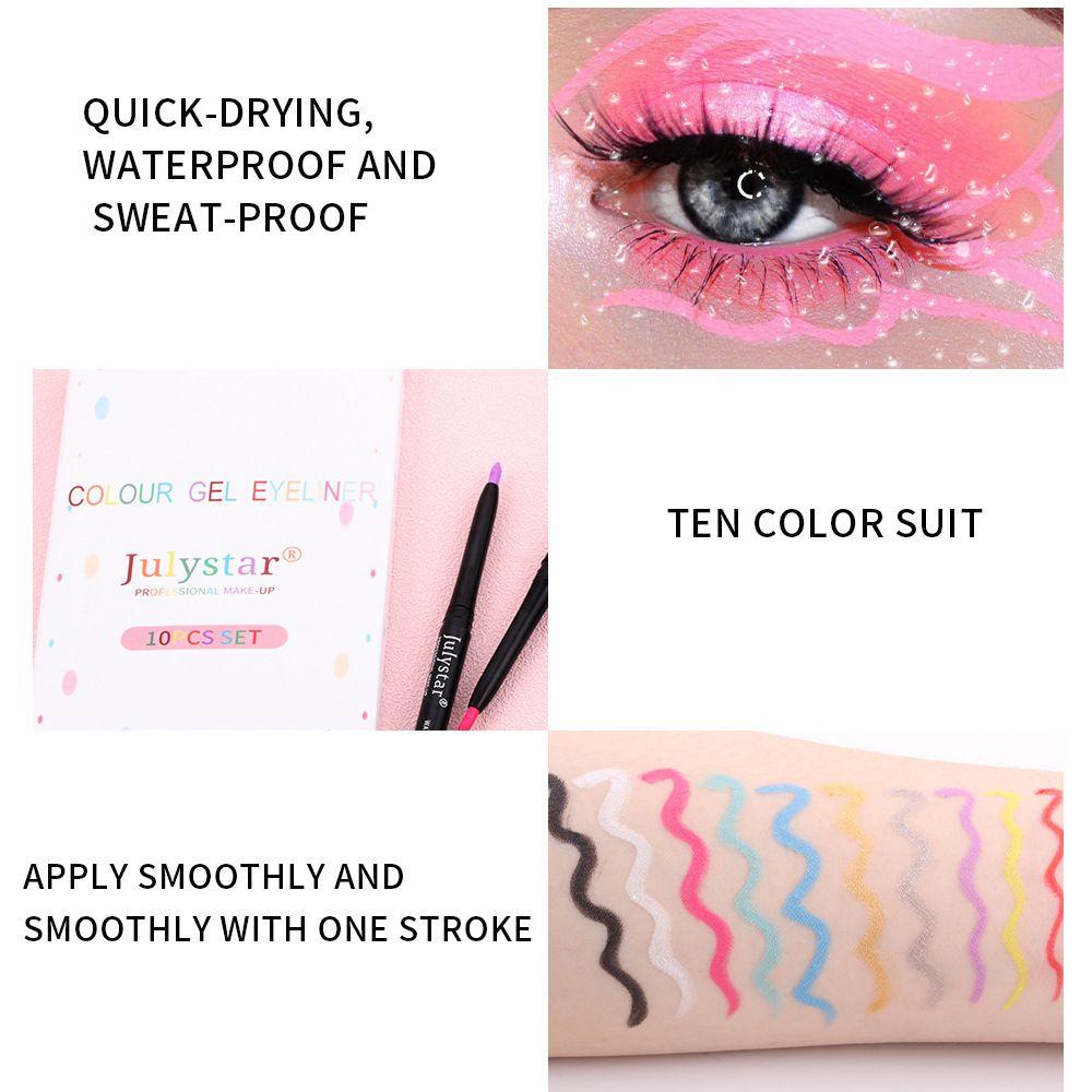 OCEANMAP Set 10 Bút Kẻ Mắt Chống Thấm Nước Với Màu Sắc Ấn Tượng