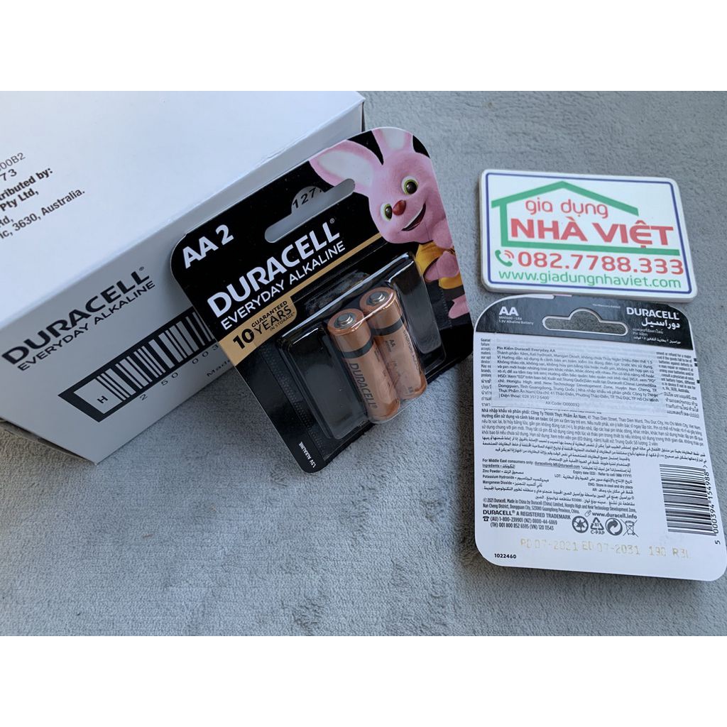 Vỉ 2 pin tiểu Duracell Everyday Alkaline AA LR6 MN1500 1.5V chính hãng
