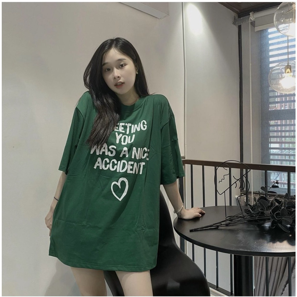 Áo thun Xanh tay lỡ form rộng unisex MEETING , áo phông nam nữ chât Chất cotton đanh mịn mềm mát đủ size