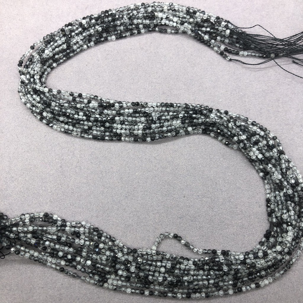 Chuỗi Hạt Đá Thạch Anh Đen Tự Nhiên 2mm