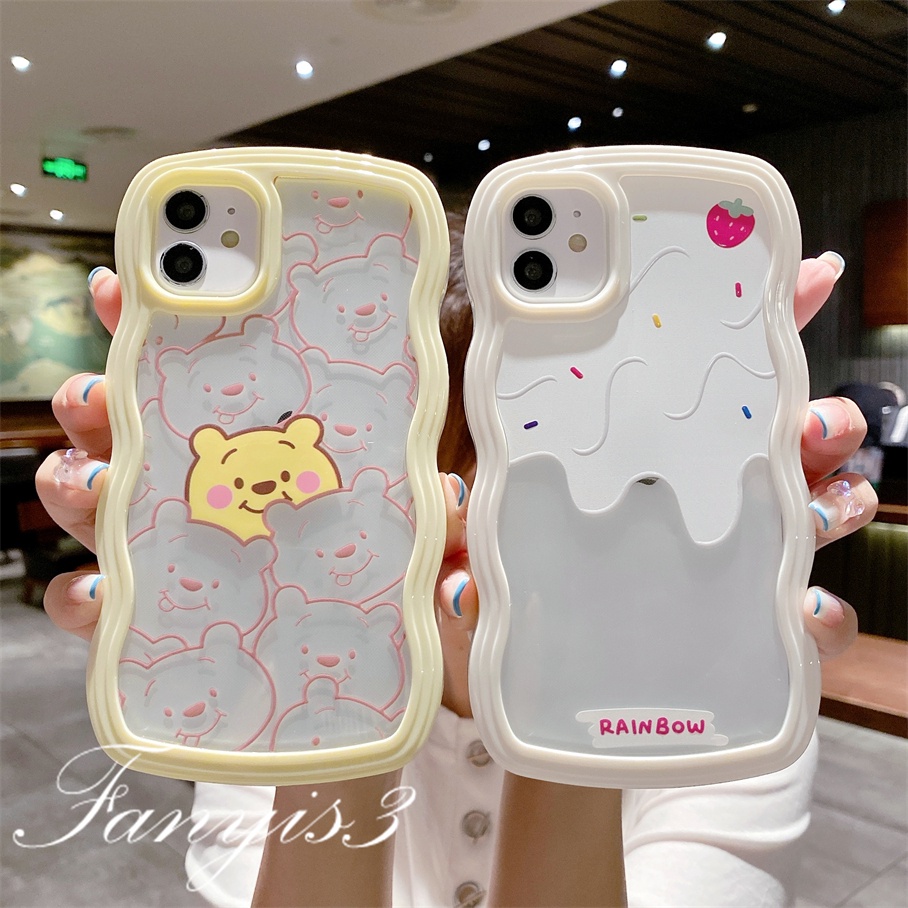 Ốp Điện Thoại Mềm Trong Suốt In Hình Gấu Pooh/Dâu Tây Cho iPhone 13 12 Mini 13 12 11 Pro Max X XR Xs Max