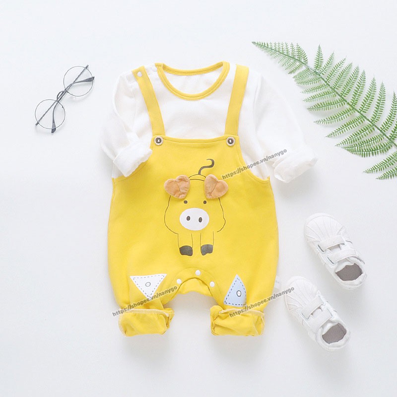 Quần Áo Trẻ Em Sơ Sinh, Bộ Body Yếm Dài Tay Cho Bé Trai Bé Gái Chất Cotton Mềm Mịn - [BDD14]