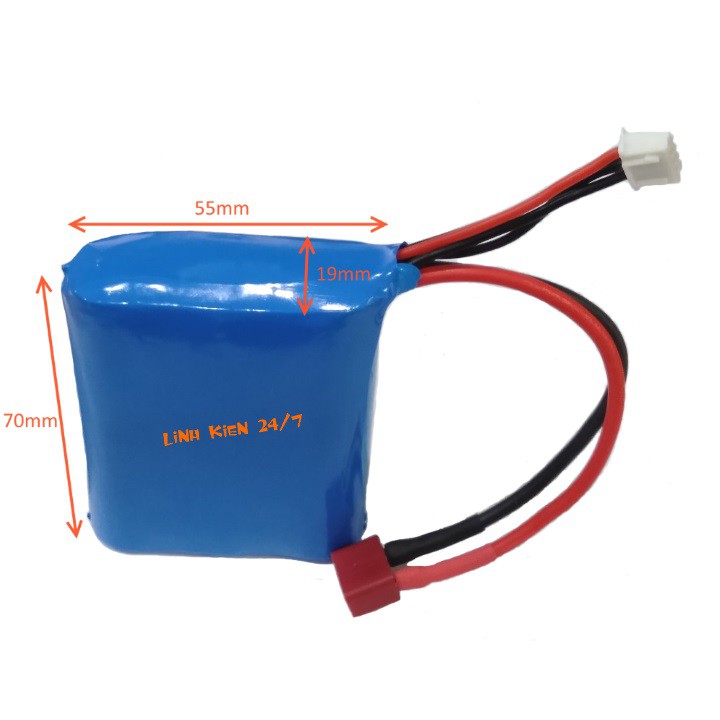 Pin Sạc Lithium 3S 1P 18650 12V 3000mah Jack Chữ T