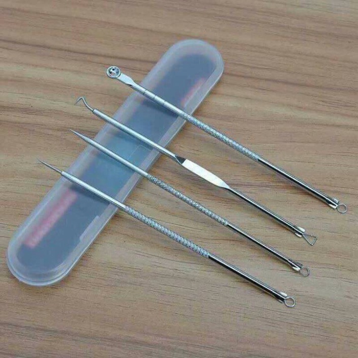 bộ 4 cây nặn mụn 8 đầu kèm hộp cao cấp chuyên nghiệp