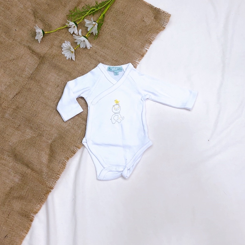 Body chip vạt chéo Quảng Châu chất cotton dày dặn cho trẻ sơ sinh, thiếu tháng 0-9m