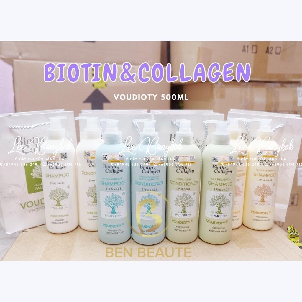 [Bản Mới] Cặp Dầu Gội Xả Biotin Collagen Ngăn Rụng Tóc Gàu nhiều Giúp Mọc Tóc Phục Hồi tóc Khô Xơ 500ml - 1000ml