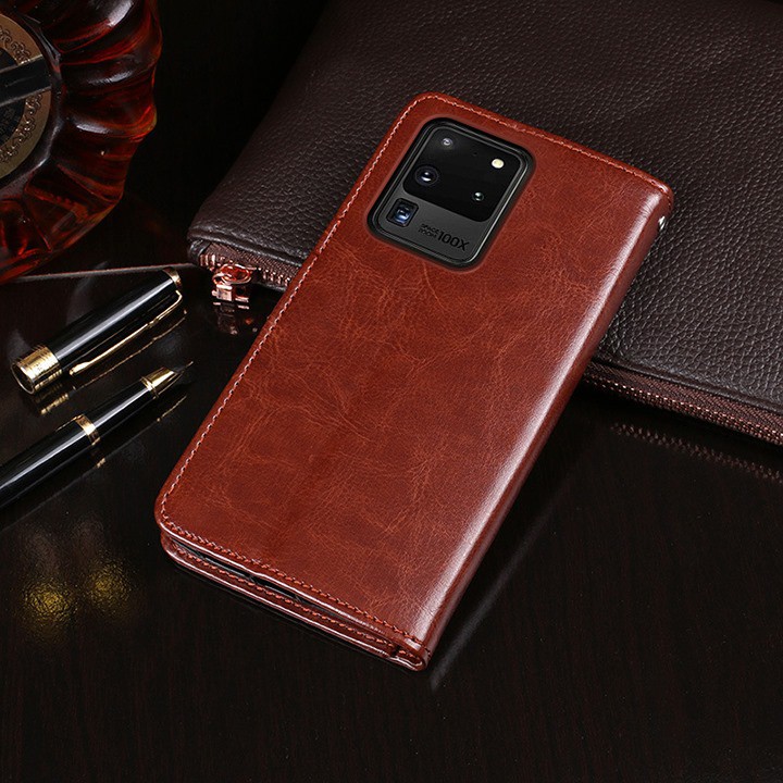 Bao da dạng ví nắp lật hai mặt cho samsung s20 ultra, s20 ultra 5g và các dòng máy khác