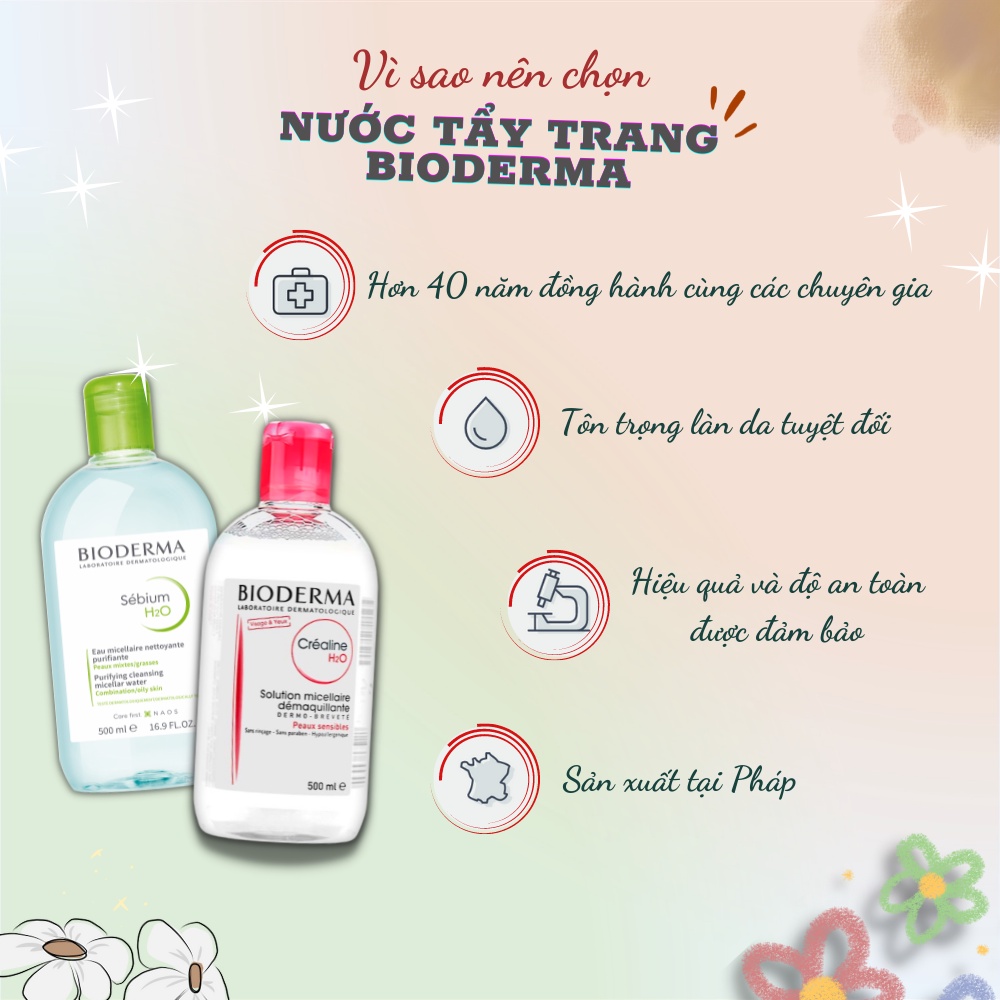 Nước tẩy trang Bioderma Pháp dành cho da dầu mụn và da nhạy cảm - Tem nhập khẩu chính hãng