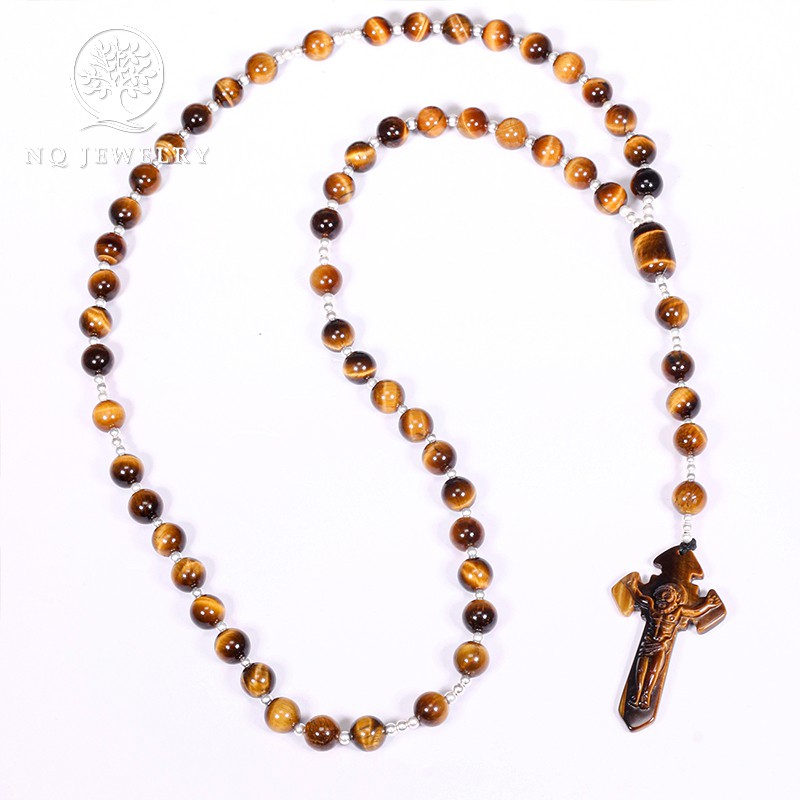 Chuỗi cổ màu vàng nâu phối mặt dây chuyền chúa trên thánh giá NQ Jewelry 47x28mm