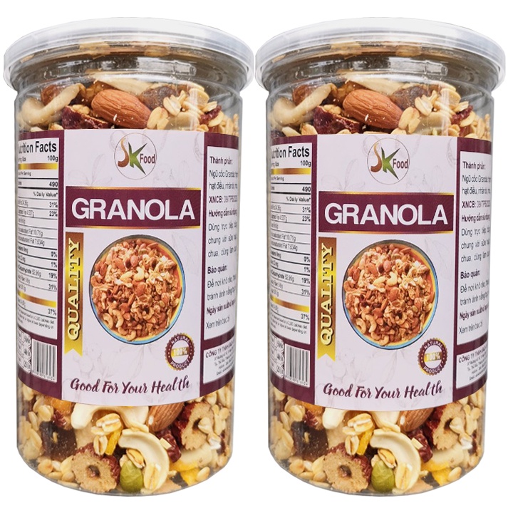 [Combo 2 Hũ] Granola ngũ cốc dinh dưỡng giúp ăn kiêng giảm cân hiệu quả - Mỗi Hũ 400G