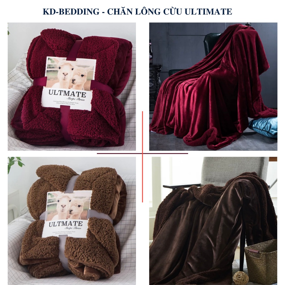 Chăn lông cừu Ultimate dày dặn 3 lớp nhập khẩu cao cấp, Chăn mùa đông siêu ấm KD BEDDING kích thước 2m x 2m3