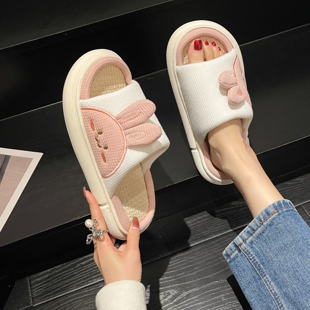 💘 Dép Đi Trong Nhà Bằng cotton linen Chống Trượt Họa Tiết Hoạt Hình Dễ Thương  💘 thoáng khí  thiết kế mới