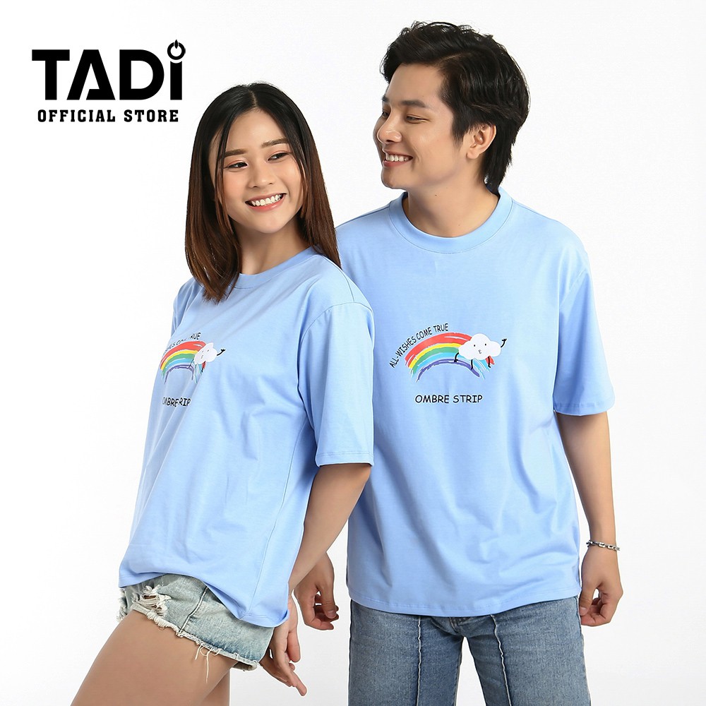 Áo thun Unisex TADI tay lỡ form rộng cổ tròn cho nam nữ Cầu Vồng đẹp - T29