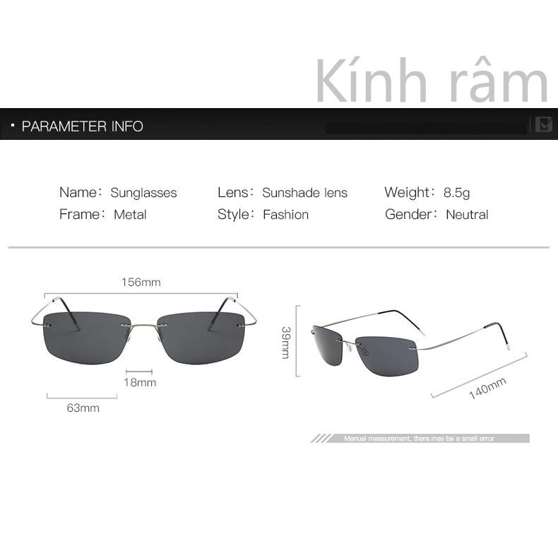 Kính mát gọng mỏng có tròn phân cực cho nam