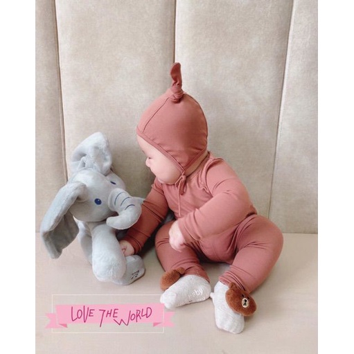 Bộ len tăm mũ tai thỏ cho bé