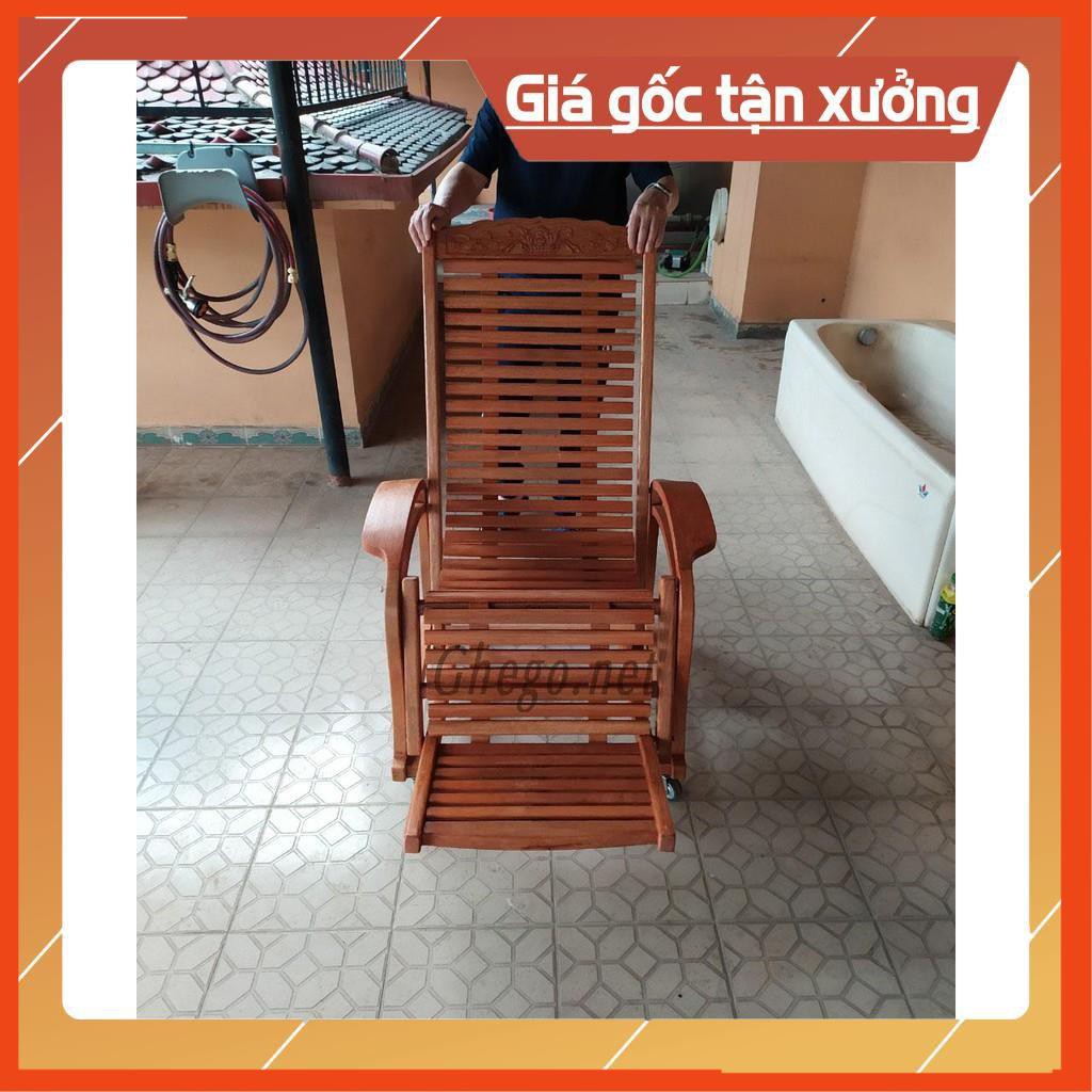 [Khuyến Mãi Sốc] Ghế lười gỗ, ghế gỗ thư giãn gỗ sồi đánh vecly màu vàng nhạt cao cấp