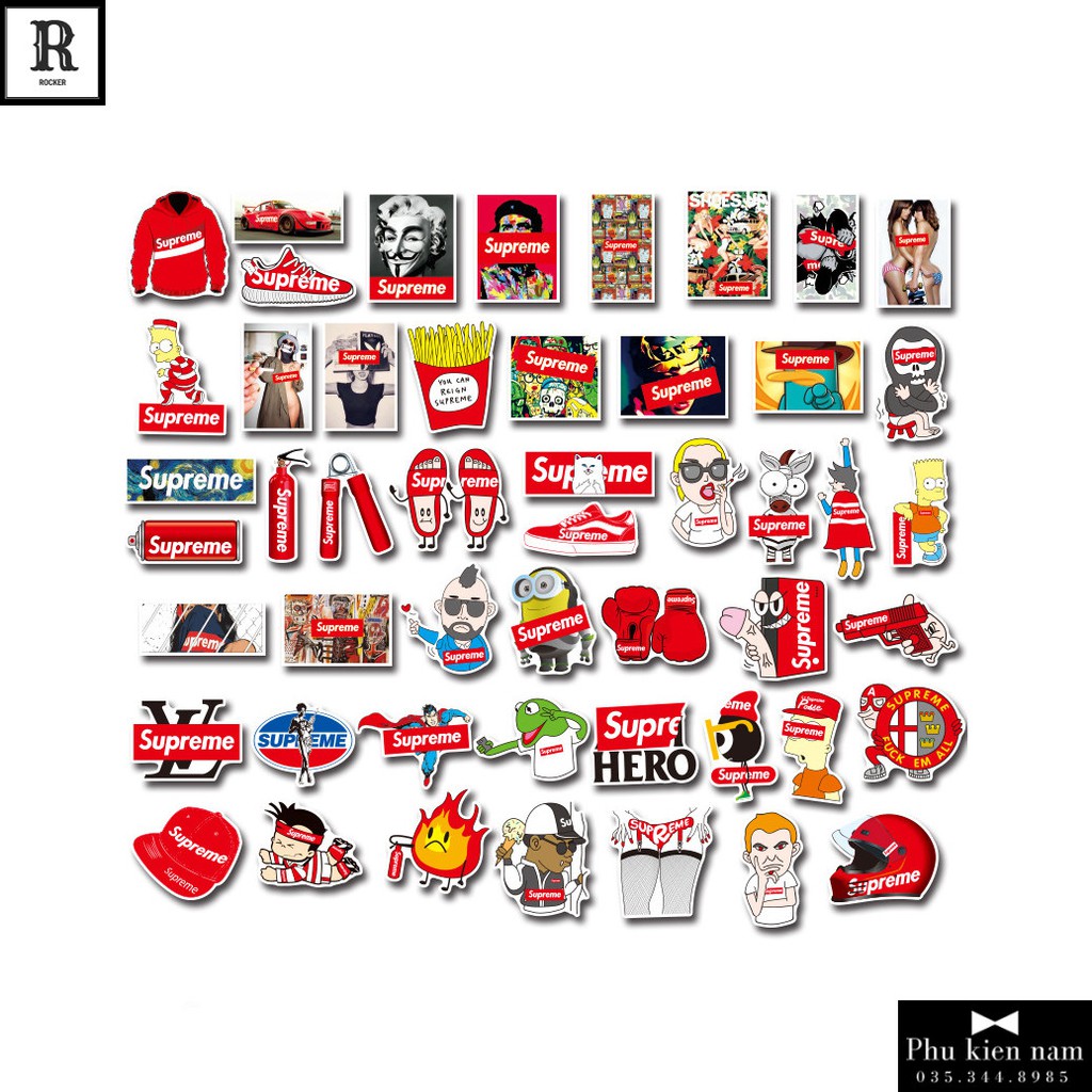 Sticker PVC Hoạt Hình Supreme Cả bộ 100 hình ST073