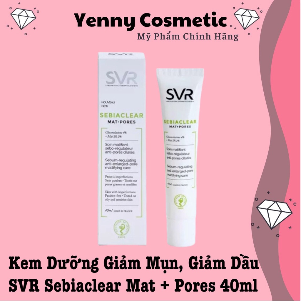 Kem Dưỡng Giảm Mụn, Thông Thoáng Lỗ Chân Lông Và Giúp Loại Bỏ Dầu Cho Da SVR Sebiaclear Mat + Pores 40ml