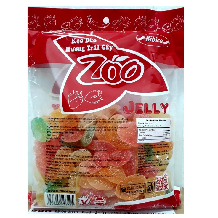 Kẹo Dẻo Zoo Jelly Bibica Áo Đường Gói 500g
