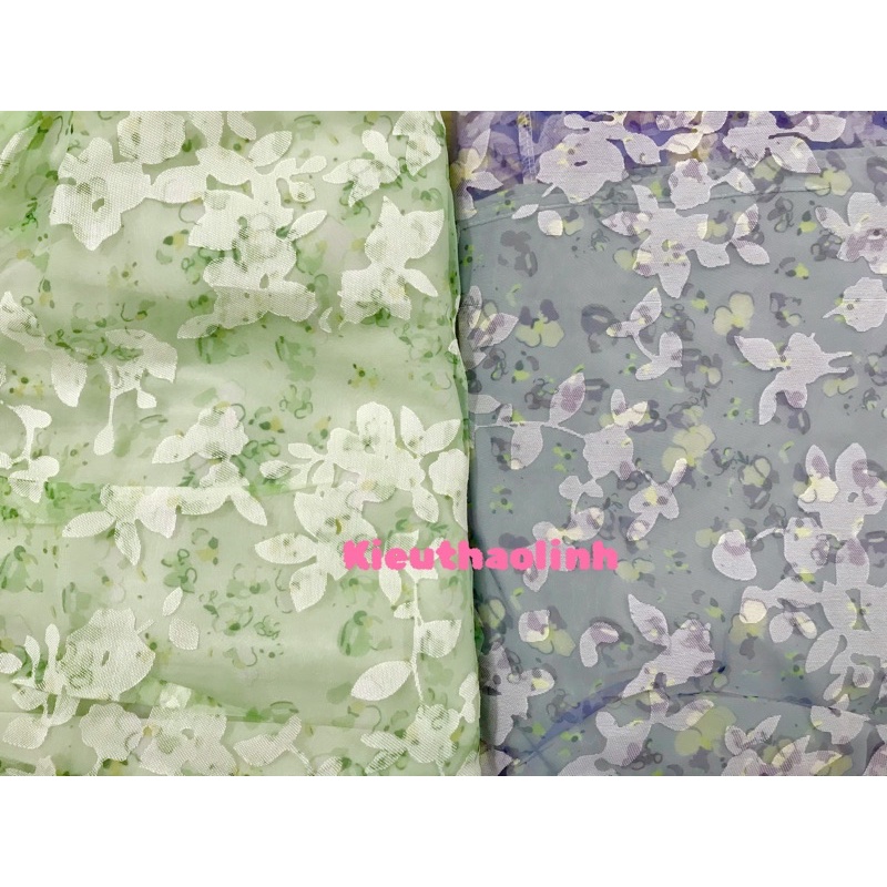 Đầm váy hoa voan tay phồng cao cấp hàng Quảng Châu