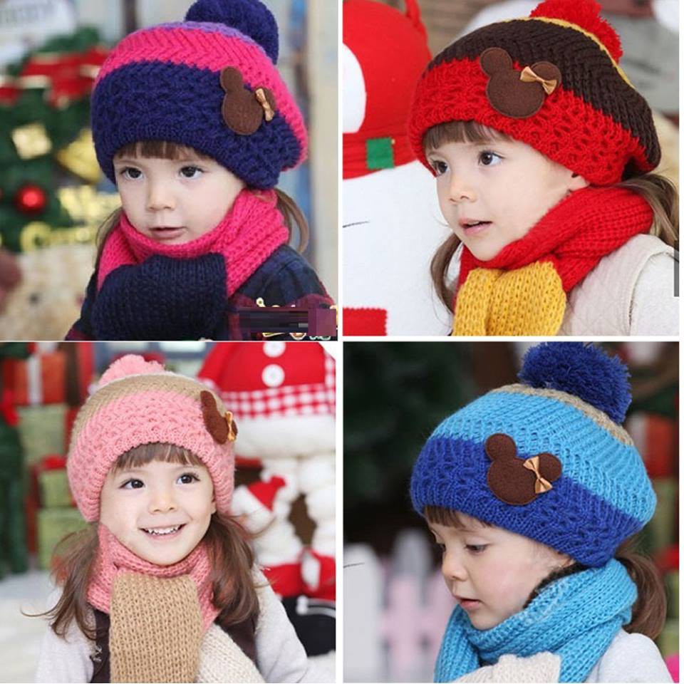 Bộ khăn và mũ nồi len xinh xắn cho bé gái