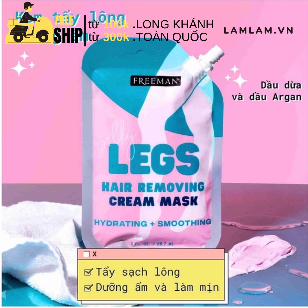 Mặt Nạ Đất Sét Tẩy Lông Giúp Da Mềm Mịn Freeman Silky Legs Hair Removing Clay Mask 88.7ml