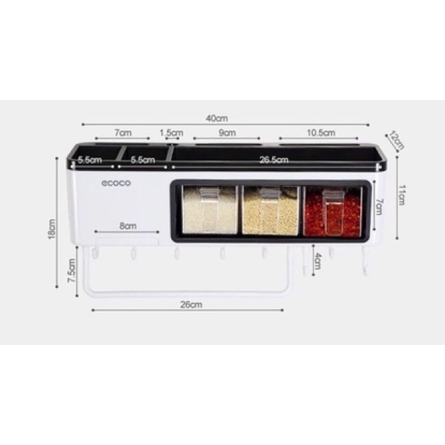MVP284 Kệ gia vị 4 ngăn cài dao thớt cao cấp đa năng dính cường lực siêu chắc ecoco cao cấp