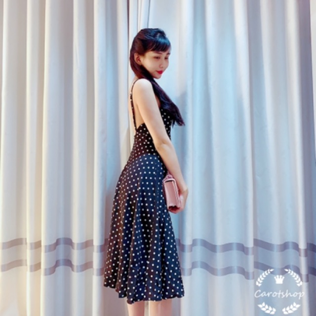 Đầm 2 dây bị hở lưng ( dây có thể tự tăng chỉnh ) - Freesize dưới 52kg - Carotshop | BigBuy360 - bigbuy360.vn