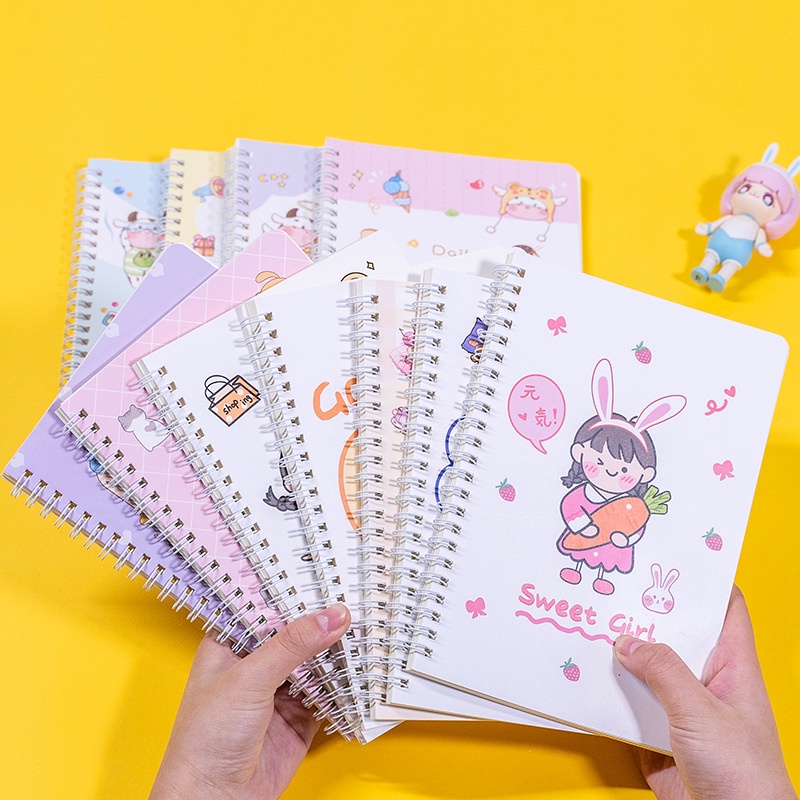 Set 4 Sổ tay ghi chép lò xo cute học sinh A5 120 trang 70 GSM phong cách Hàn Lalunavn - B10