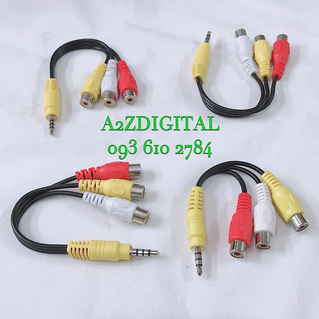DÂY LOA CHUYỂN TỪ JACK CẮM 3.5mm SANG 3 ĐẦU BÔNG SEN_RCA CÁI