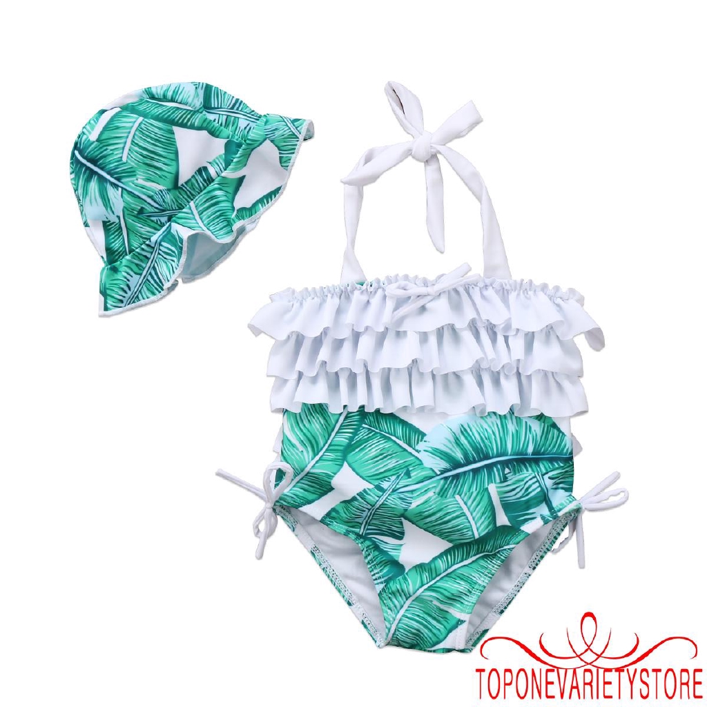 Bộ bikini in hình lá cọ cho mẹ và bé