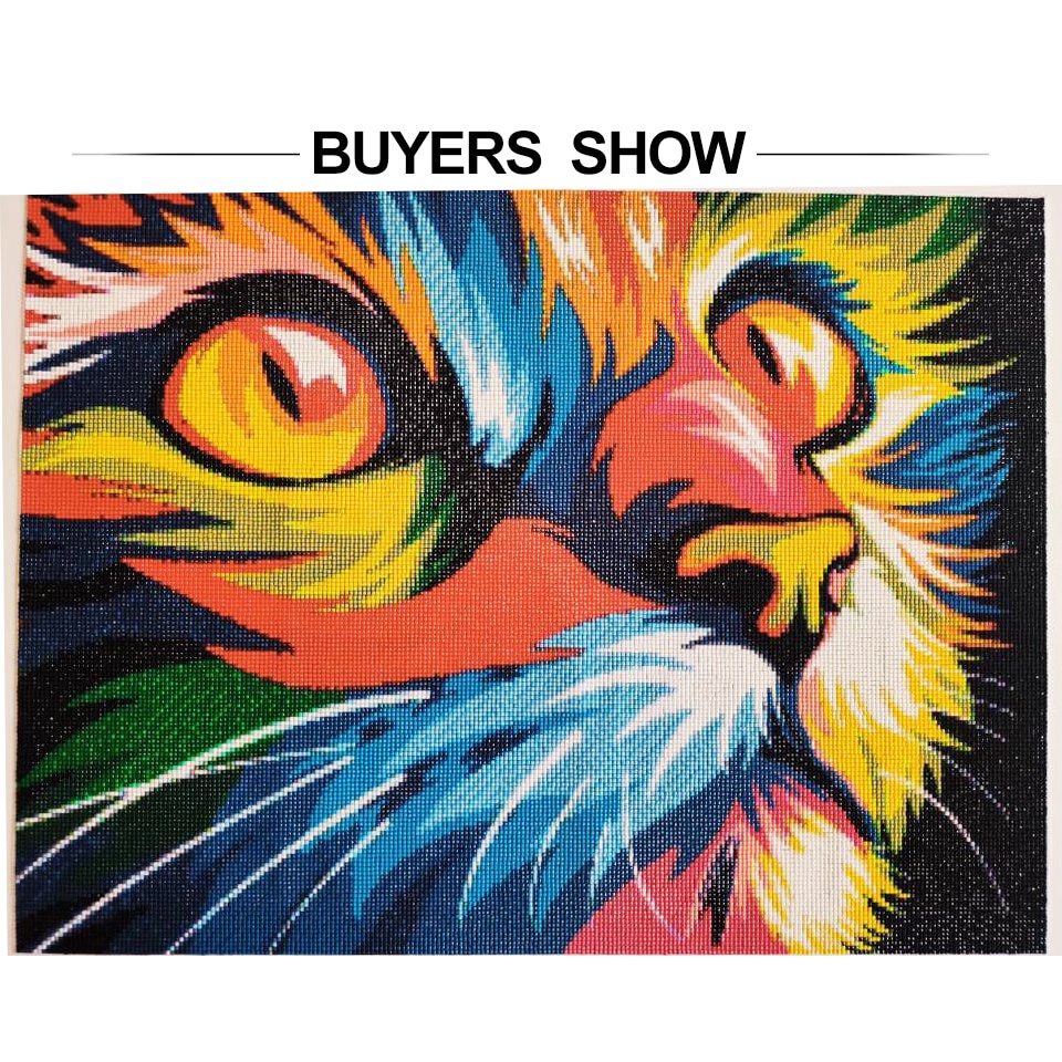 Bộ Tranh Đính Đá 5D Tự Làm 30x40cm / 40x50cm Hình Sư Tử / Mèo