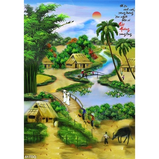 TRANH DÁN TƯỜNG PHONG CẢNH LÀNG QUÊ VIỆT NAM, TRANH ĐỒNG QUÊ , TRANH QUÊ HƯƠNG, THÔN XÓM
