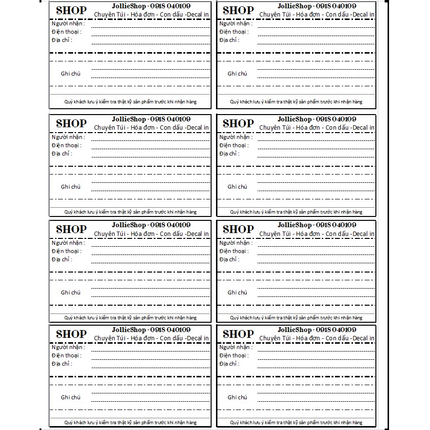 Decal giấy dán thông tin gửi hàng dành cho các shop