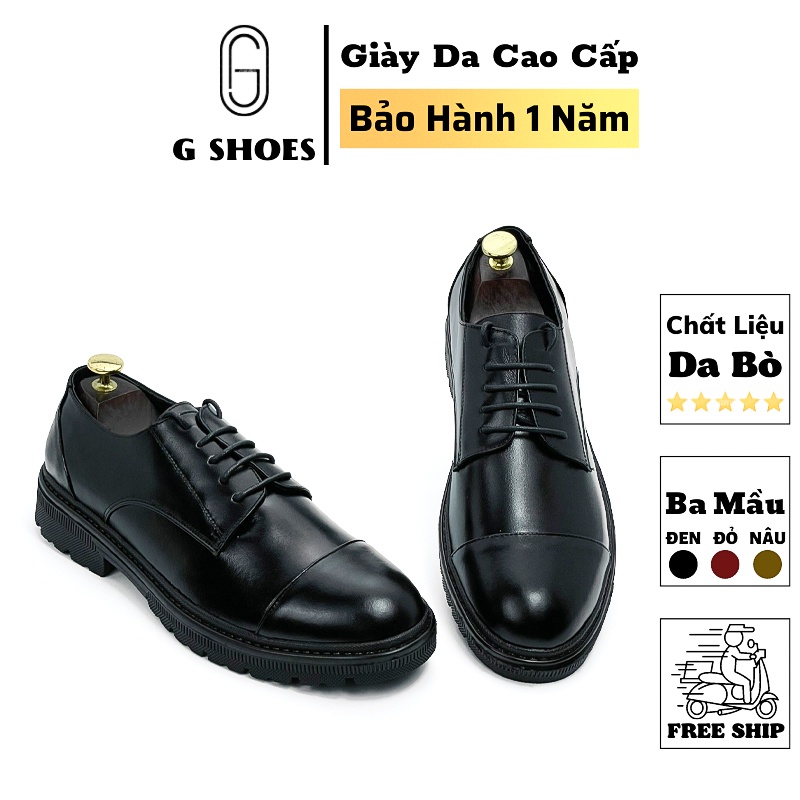 Giày da nam cao cấp da thật bảo hành 1 năm kiẻu dáng Derby đế cao cá tính - Mã T402