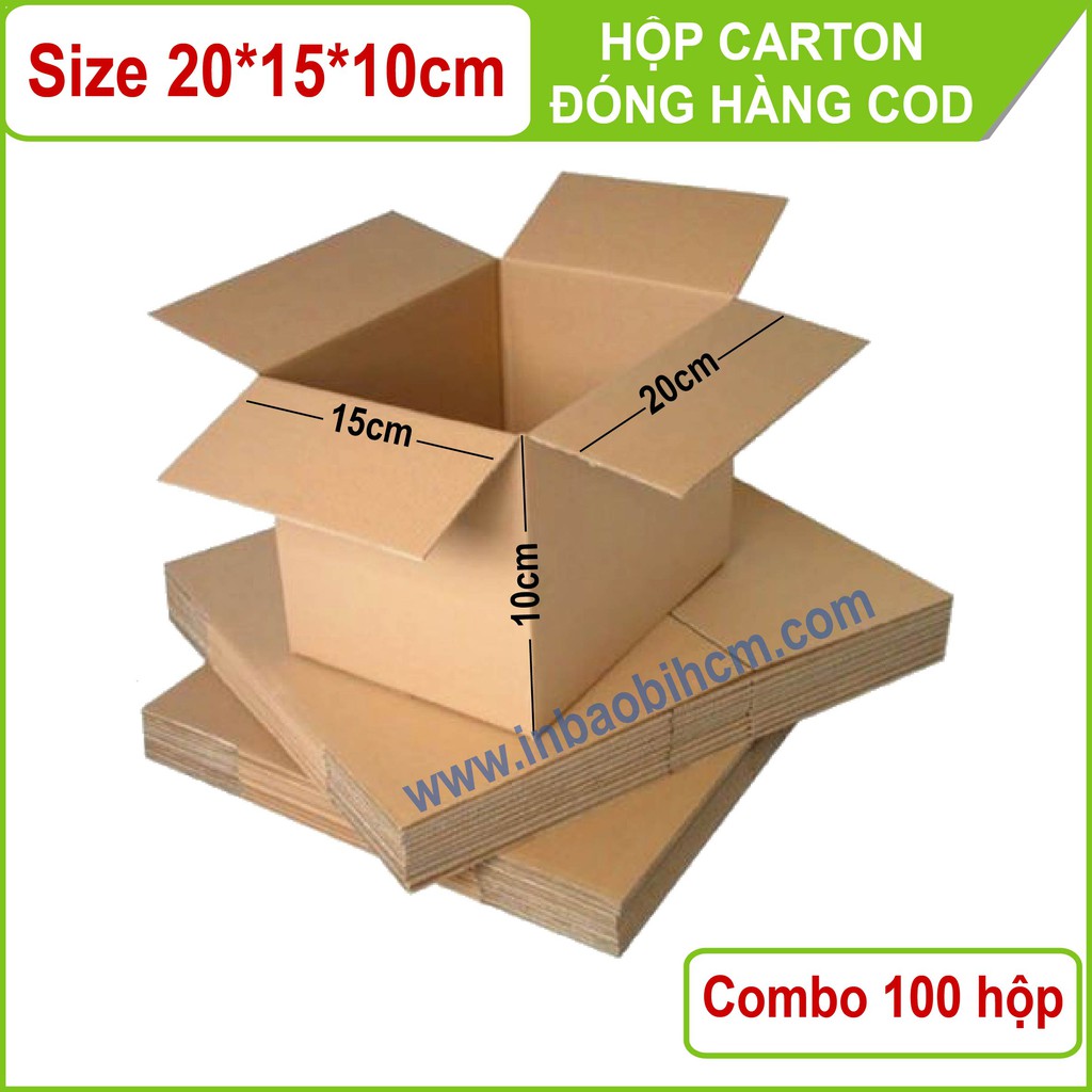 100 hộp carton đóng hàng 20x15x10 cm (Thùng giấy - Hộp giấy carton giá rẻ)