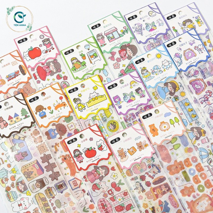 Sticker dán dây dài nhiều hoạt tiết dễ thương trang trí sổ tay điện thoại