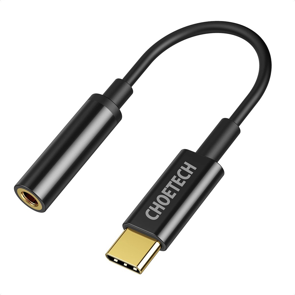 Đầu chuyển adapter Type-C sang jack tai nghe Audio 3.5mm hiệu CHOETECH AUX003 chuẩn âm thanh Hifi, đầu cáp mạ vàng