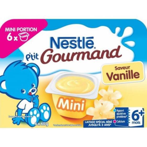 Váng sữa nestle Pháp vị vani 6 hộp x 60g, Váng sữa cho bé bổ sung dinh dưỡng tăng cân tự nhiên