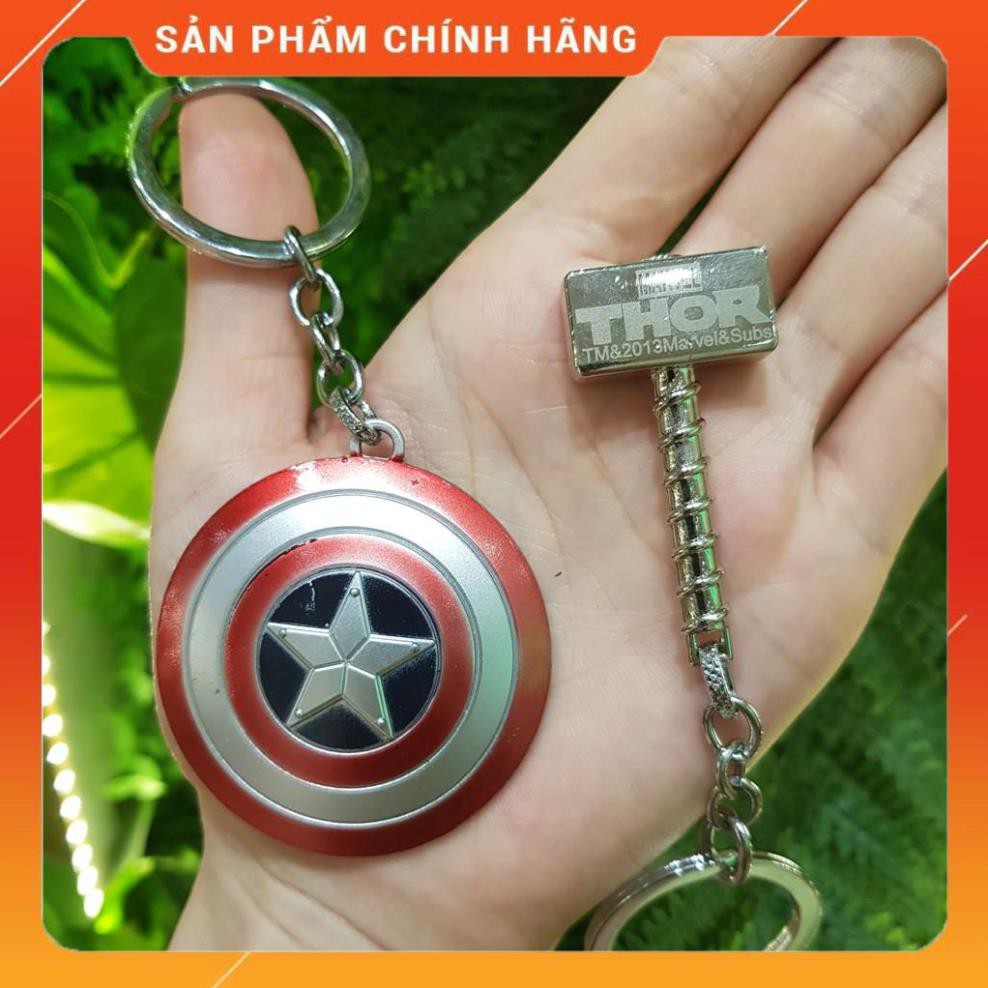 Hot!!! Combo móc chìa khóa Avenger khiên Captain America và búa Thor giá re