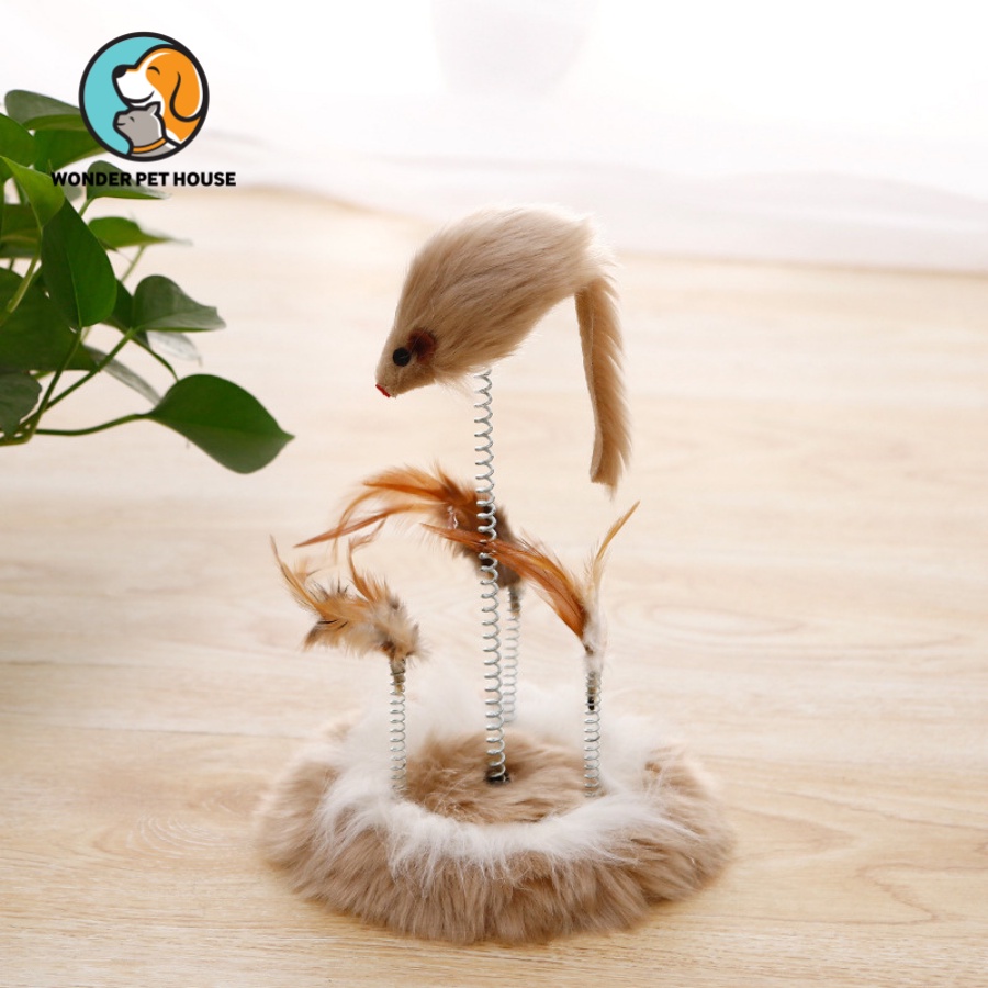 Đồ chơi bàn cào chuột, banh lò xo cho mèo