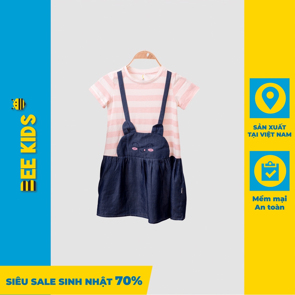 Váy Bé Gái Giả Yếm (2-6 Tuổi) Bee Kids Dáng Xòe Vải Thun Phối Jeans Lụa Cotton Cao Cấp - 1DT01687CT