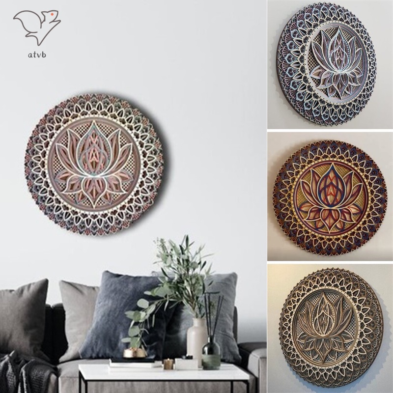 Tấm Kim Loại Treo Tường Họa Tiết Hoa Sen Mandala Phong Cách Cổ Điển Dành Cho Trang Trí Nội Thất
