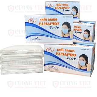 Bộ 5 hộp khẩu trang y tế 4 lớp Nam Anh màu Trắng (Hộp 50 cái)
