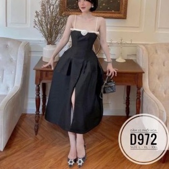 Đầm big size đầm hai dây phối hoa siêu đẹp sang từ 60kg-90kg