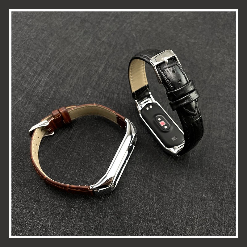 Dây Đeo Da Thay Thế Cho Đồng Hồ Thông Minh Xiaomi Mi Band 7 6 5 4 3